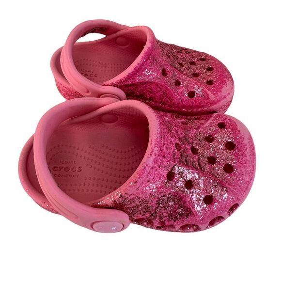 Crocs kids glitter pink size Childs 5 Great Used Condition - Picture 5 of 12